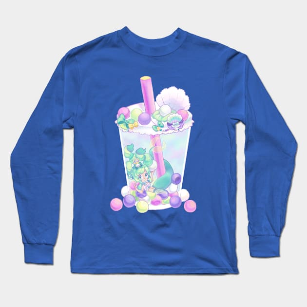 Mermaid Tea Long Sleeve T-Shirt by Shiro Narwhal